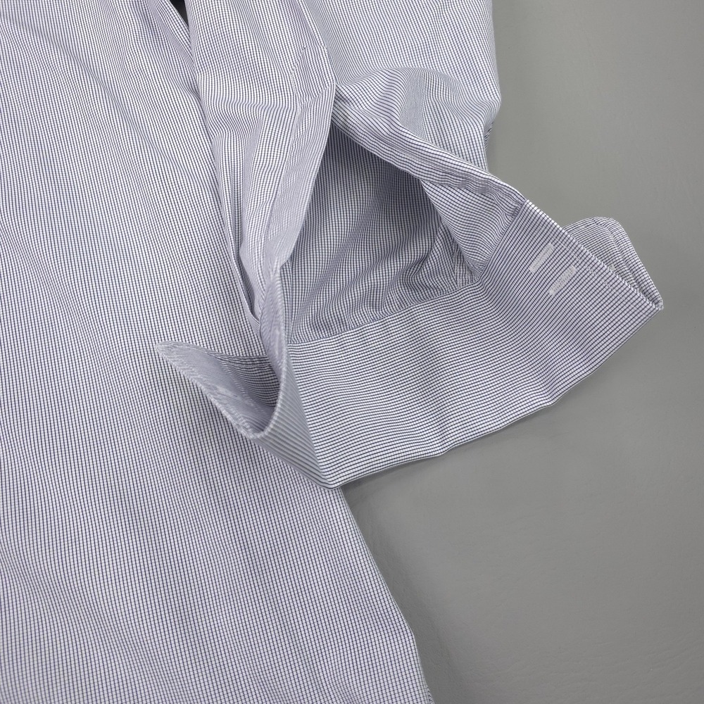 Hawes & Curtis Shirt Mens 16.5 34/35 Blue Check Tailored Slim Fit French Cuff - Picture 4 of 15